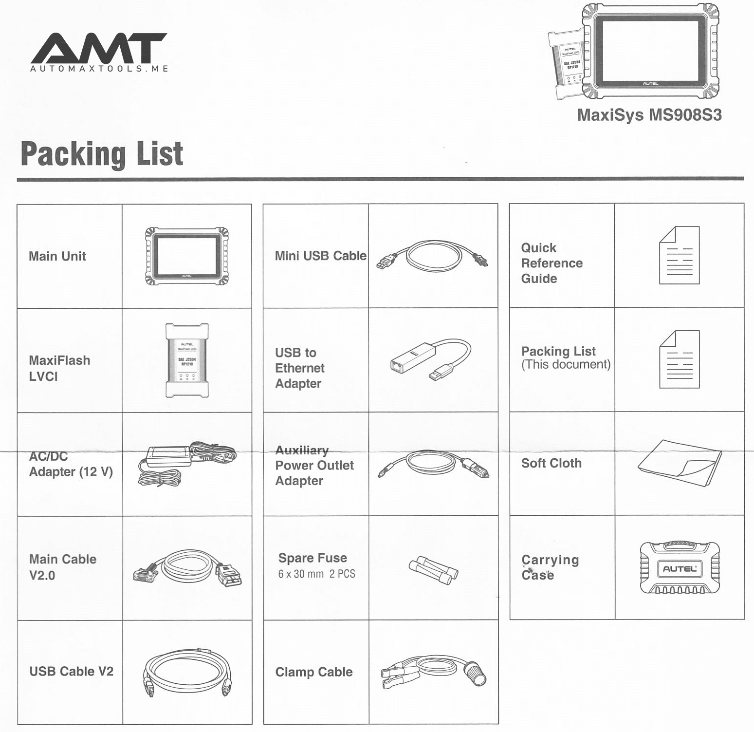 mx908s3 packing list
