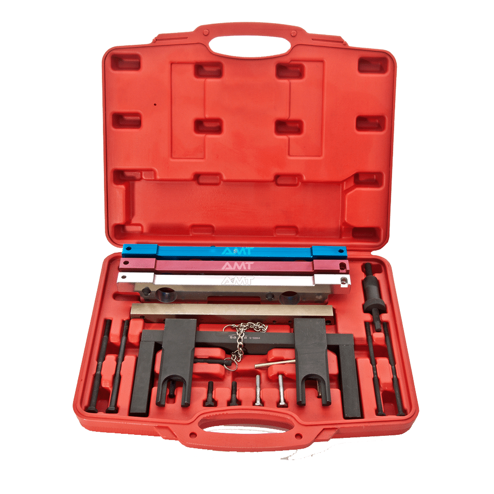 BMW Timing Tool Set AMT-B1080  (N51, N52, N53, N54, N55) - Comprehensive Engine Timing Kit for Camshaft and Variable Camshaft Timing Unit Installation and Removal - Precision Tools for BMW N51, N52, N53, N54, N55 Engines - Professional Grade Automotive Tool Set for Accurate Timing Adjustments and Maintenance - Must-Have Tool for BMW Enthusiasts and Professional Mechanics